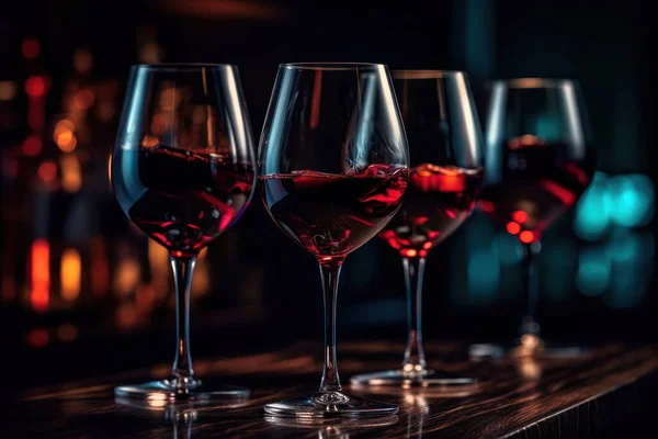Copos Vinho Uvas Vermelhas Uma Mesa Madeira Fotos De Bancos De Imagens Sem Royalties