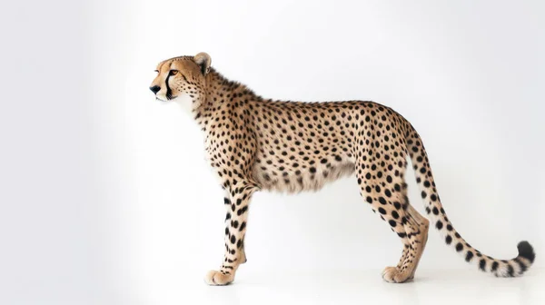 Cucciolo Leopardo Sfondo Bianco — Foto Stock