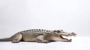 Beyaz ve siyah bir timsahın yanına.