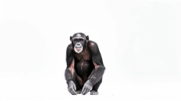 Black White Monkey Sitting Tree Trunk — Stock Photo, Image