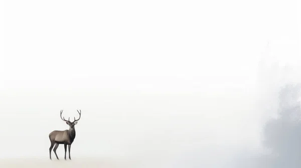 在雪地里的鹿 — 图库照片