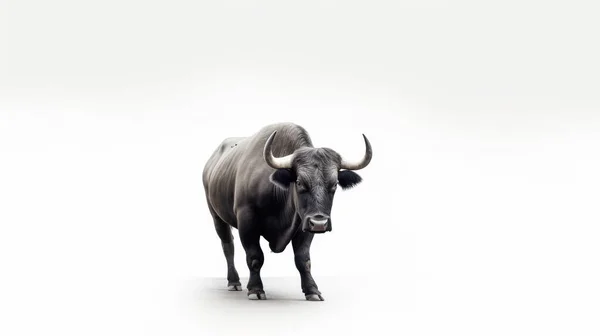 Bull Buffalo Aislado Sobre Fondo Blanco — Foto de Stock