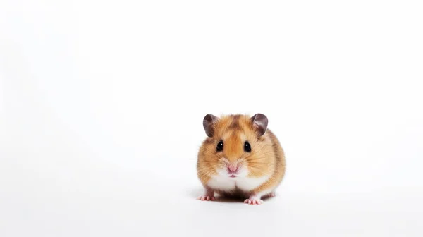 Schattig Klein Hamster Met Rode Ogen Witte Achtergrond — Stockfoto