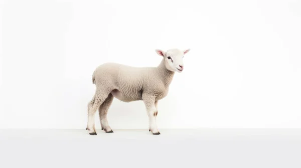 Bílá Ovce Světlém Pozadí — Stock fotografie