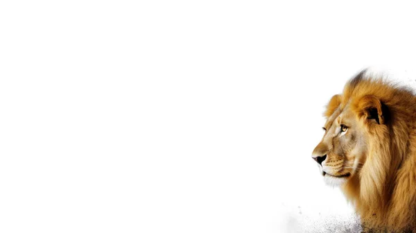 Beyaz Arkaplanda Aslan Başı Portresi — Stok fotoğraf