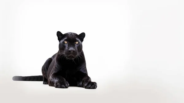 Schwarze Katze Auf Weißem Hintergrund — Stockfoto