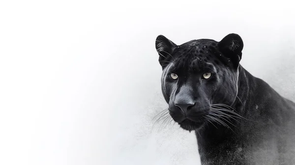 Black White Cat Snow — Stock Photo, Image