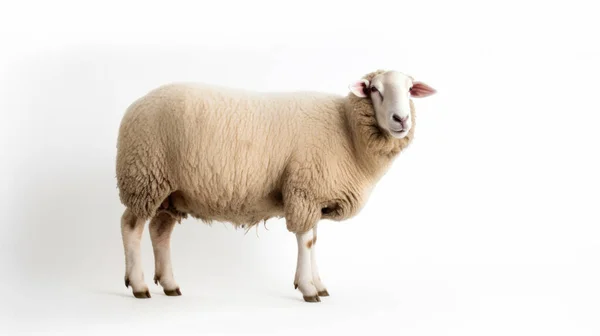 Вівці Білому Тлі — стокове фото
