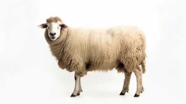 Ovce Bílém Pozadí — Stock fotografie