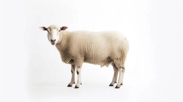 Ovce Bílém Pozadí — Stock fotografie
