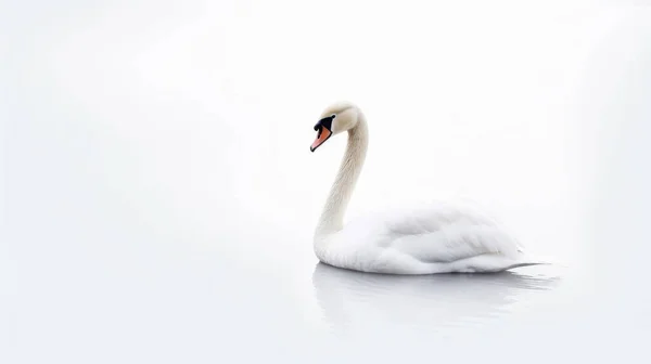 stock image beautiful white swan on a blue background