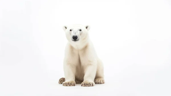 Крупным Планом Белого Белого Медведя Снегу — стоковое фото