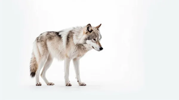 白い背景に孤立した狼の肖像画 — ストック写真