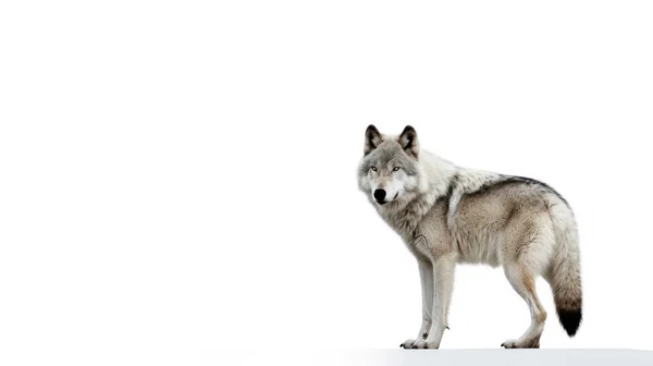 白い狼が光の背景に隔離され — ストック写真