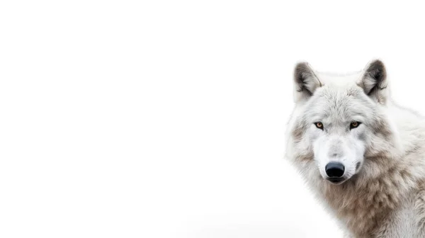 Білий Вовк Дивиться Через Сніговий Екран — стокове фото