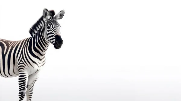 Zebra Auf Weißem Hintergrund — Stockfoto