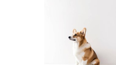 Beyaz bir arka plan ile köpek