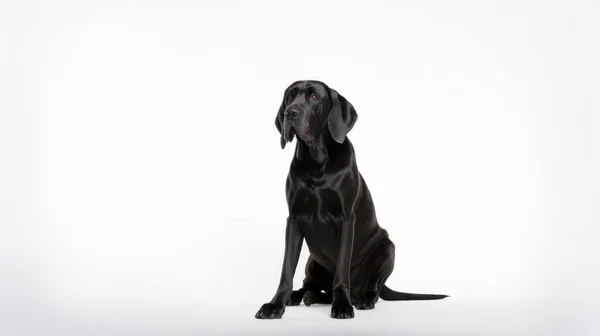 Schwarzer Labrador Retriever Hund Auf Weißem Hintergrund — Stockfoto