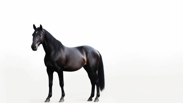 Black Horse Isolated White Background — Stock Photo, Image