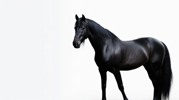 Чорний Кінь Білому Тлі — стокове фото