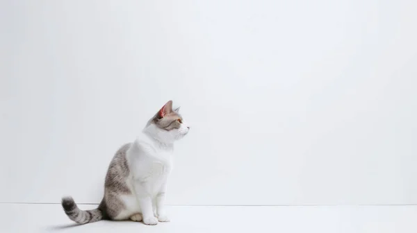 Niedliche Katze Auf Weißem Hintergrund — Stockfoto