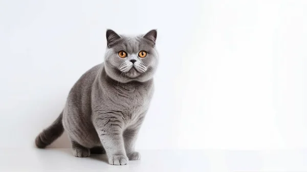 Милая Кошка Белом Фоне — стоковое фото