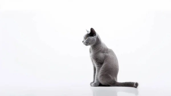 Preto Gato Branco Fundo — Fotografia de Stock