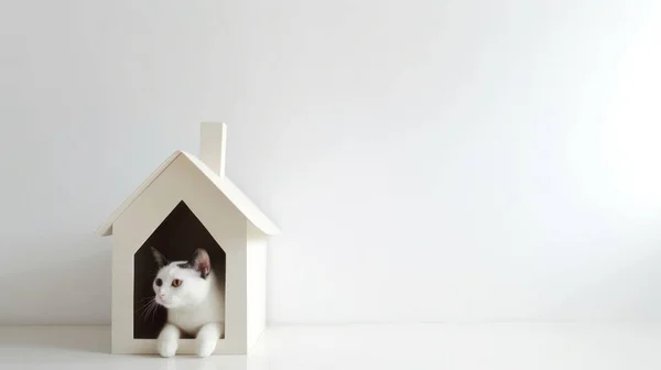 Gatto Bianco Cane Uno Sfondo Legno — Foto Stock