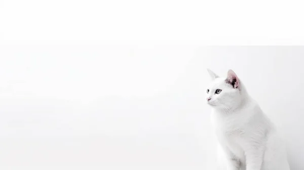 Macska Fehér Háttér — Stock Fotó