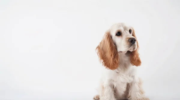 Beyaz Arka Planda Sevimli Bir Köpek — Stok fotoğraf