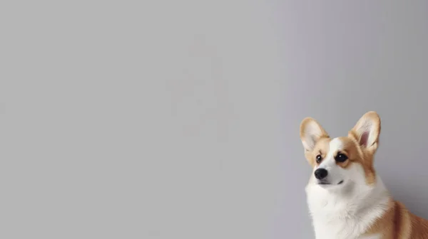 Милий Собака Білій Кімнаті Сірим Тлом — стокове фото