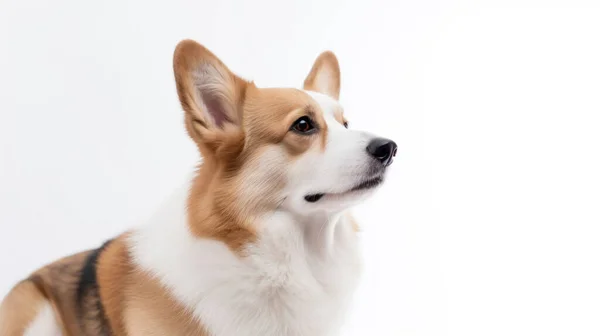 Портрет Милого Собаки Білому Тлі — стокове фото