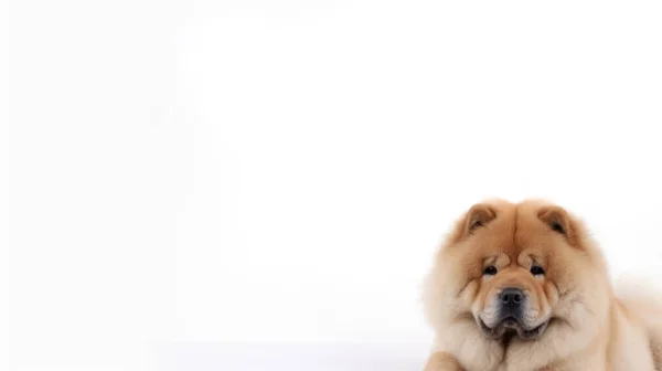 Piękny Pies Golden Retriever Przed Biały Stół — Zdjęcie stockowe