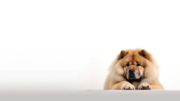 Собака Лежить Білому Тлі — стокове фото