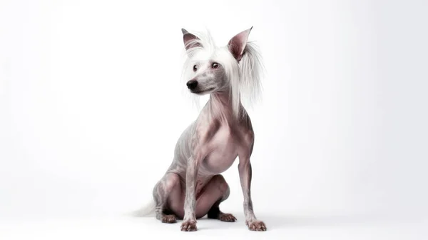 Portret Van Een Schattige Hond Witte Achtergrond — Stockfoto