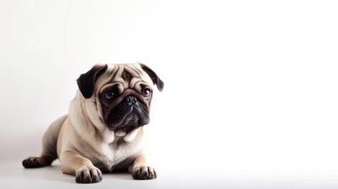 Beyaz arka plan üzerinde Pug köpek