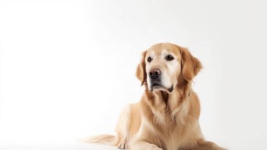 beyaz zemin üzerinde şirin bir köpek portresi