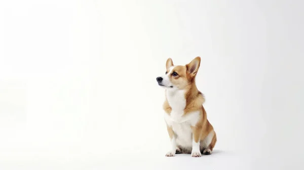 Schattig Hond Een Witte Achtergrond — Stockfoto