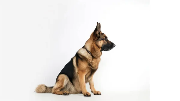 Beyaz Arka Planda Alman Çoban Köpeği — Stok fotoğraf