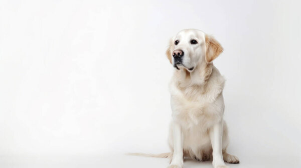 golden retriever dog on white background