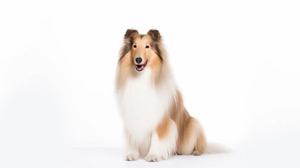 Portret Van Een Schattige Hond Witte Achtergrond — Stockfoto