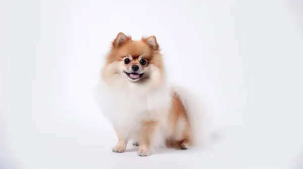 Pomeranian Σκύλος Άσπρο Φόντο — Φωτογραφία Αρχείου
