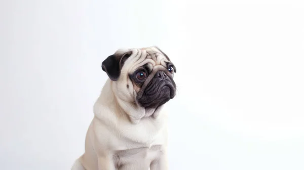 Pug Dog Studio Shot Isolado Fundo Branco — Fotografia de Stock