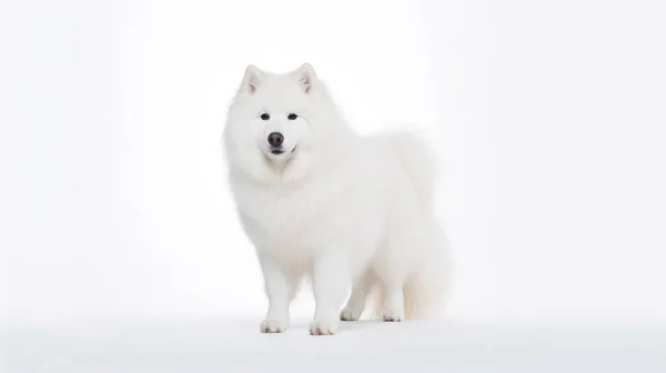 雪の中の白い犬 — ストック写真