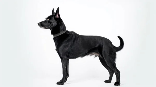 Черно Белая Собака Фоне Студии — стоковое фото
