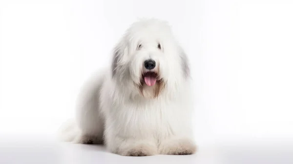 Witte Hond Zittend Een Stoel — Stockfoto