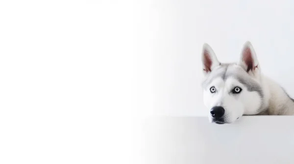 Cane Razza Husky Cucciolo Sfondo Bianco — Foto Stock