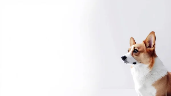 Schattig Hond Een Witte Achtergrond — Stockfoto