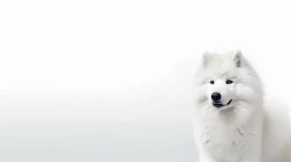 Cão Branco Contexto Neve — Fotografia de Stock