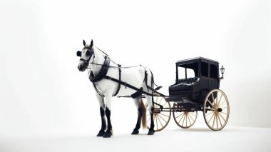 beyaz zemin üzerinde at arabası